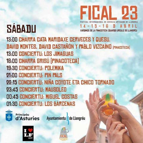 Cartel de Fical 2023 Sábado - Festival cerveza artesano - Llangreu - Langreo
