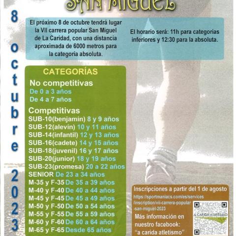 VII Carrera Popular San Miguel, 8 de octubre a las 11.00h