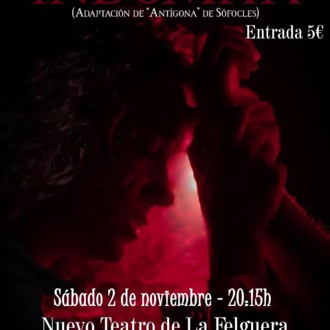 Cartel en rojo con imagen de mujer