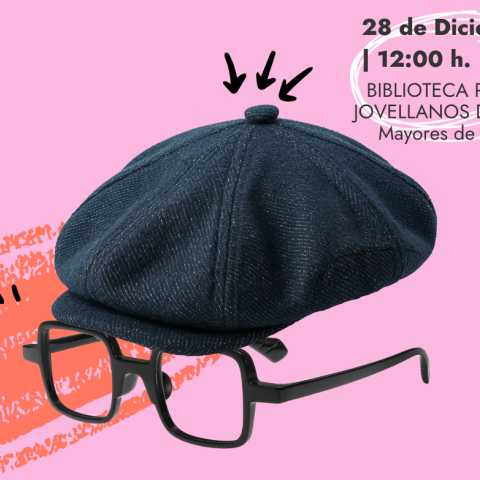 cartel del evento- boina y gafas características de David Acera