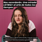 Cartel de la actividad. De fondo, la autora del libro, Claramore